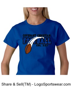 Flying Football - Ladies Gildan 100% Cotton T-Shirt Design Zoom