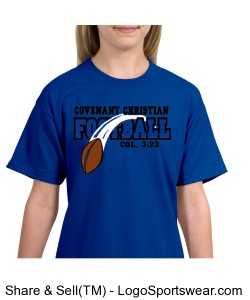 Flying Football - Youth Gildan 100% Cotton T-Shirt Design Zoom